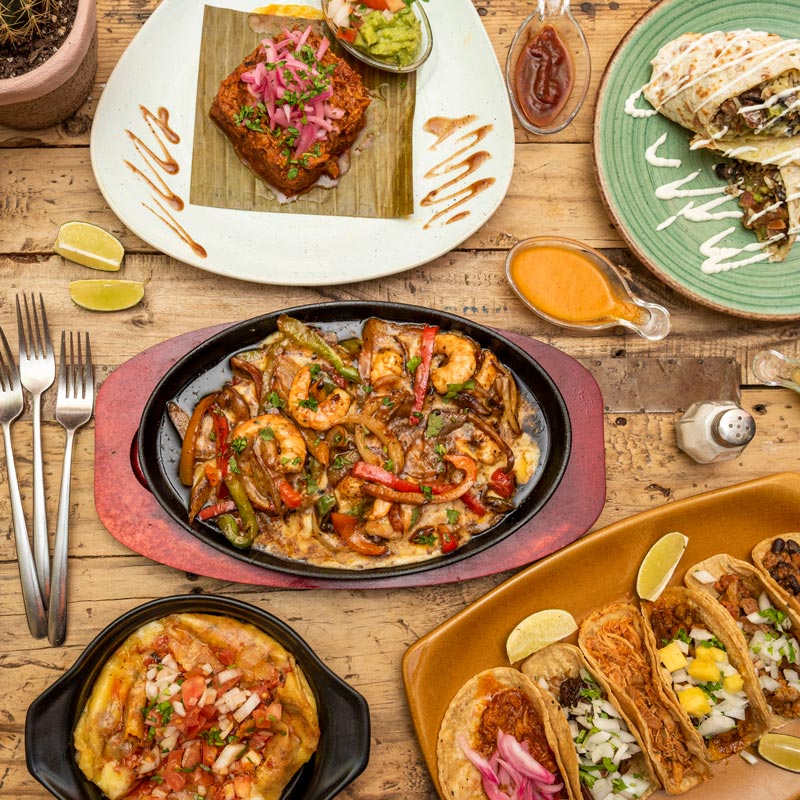 a variety of mexican food dishes